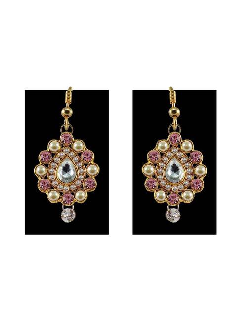stone stud gold platted drop earring - 18794031 - Very Small Image - 1