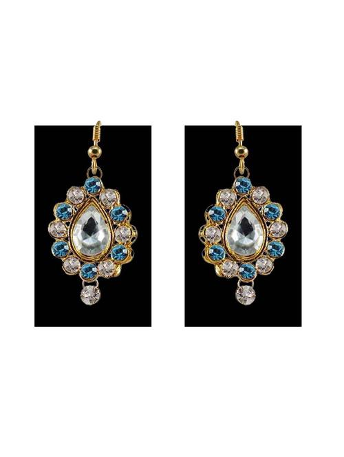 stone stud gold platted drop earring - 18794032 - Very Small Image - 1