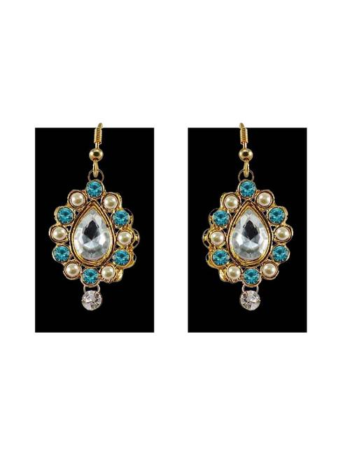 stone stud gold platted drop earring - 18794085 - Very Small Image - 1