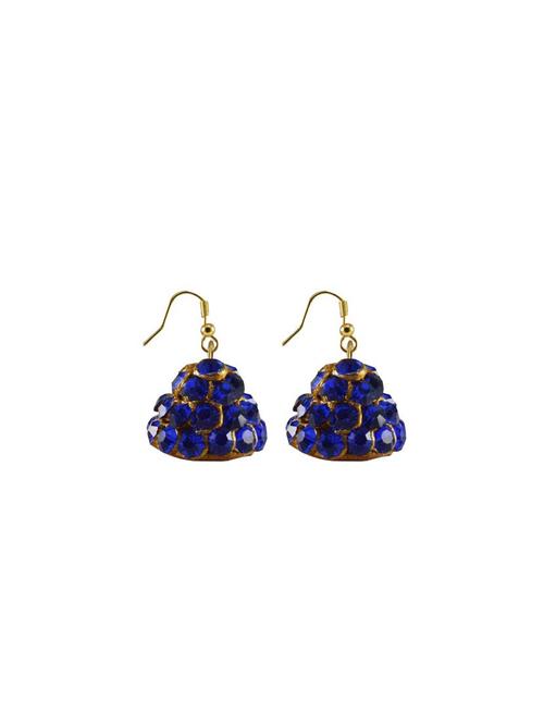 stone stud-gold platted jhumka earring - 18794218 - Very Small Image - 1