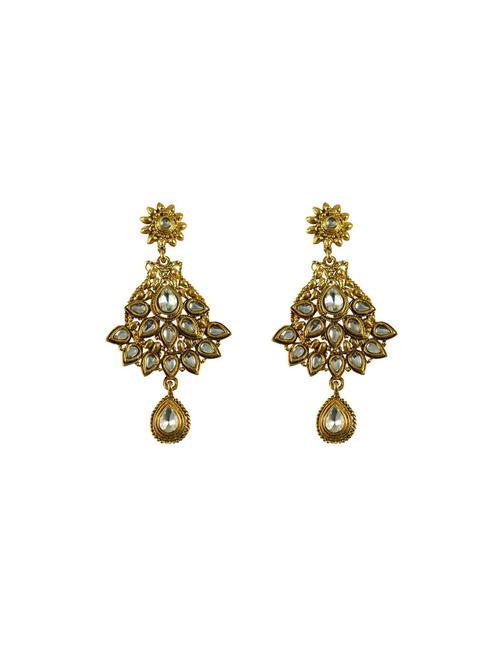 gold brass jhumka earring - 18794228 - Very Small Image - 1