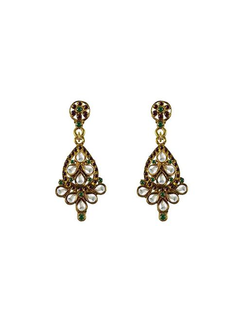 gold brass jhumka earring - 18794265 - Very Small Image - 1