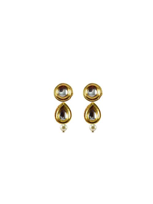 gold brass jhumka earring - 18794275 - Very Small Image - 1