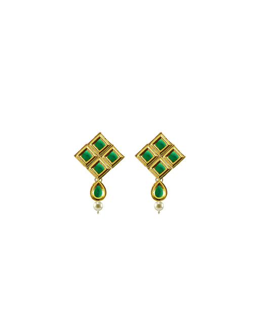 gold brass jhumka earring - 18794284 - Very Small Image - 1