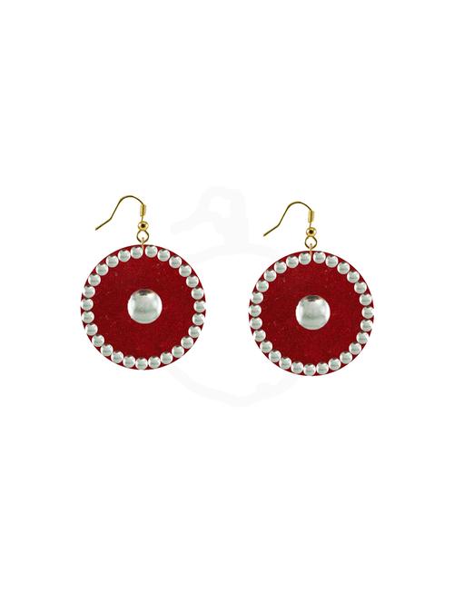 red metal jhumka earring - 18794290 - Very Small Image - 1