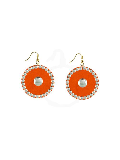 orange metal jhumka earring - 18794296 - Very Small Image - 1