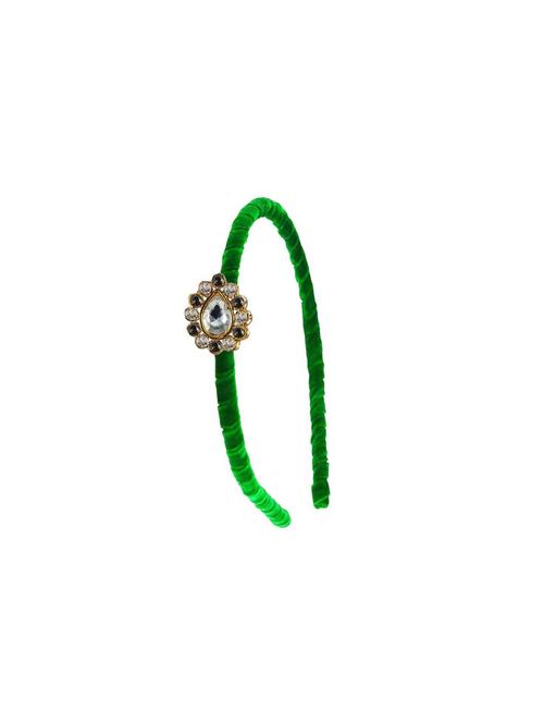 green stone stud-gold platted acrylic hair band - 18794330 - Very Small Image - 1