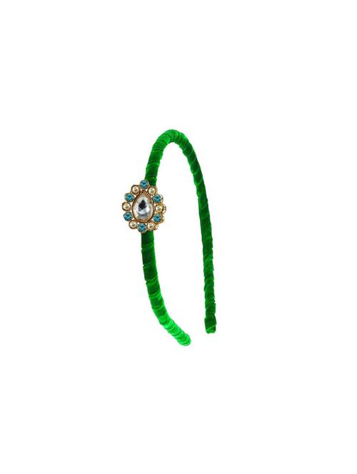 green stone stud-gold platted acrylic hair band - 18794347 - Very Small Image - 1
