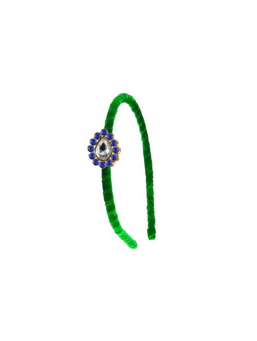 green stone stud-gold platted acrylic hair band - 18794365 - Very Small Image - 1