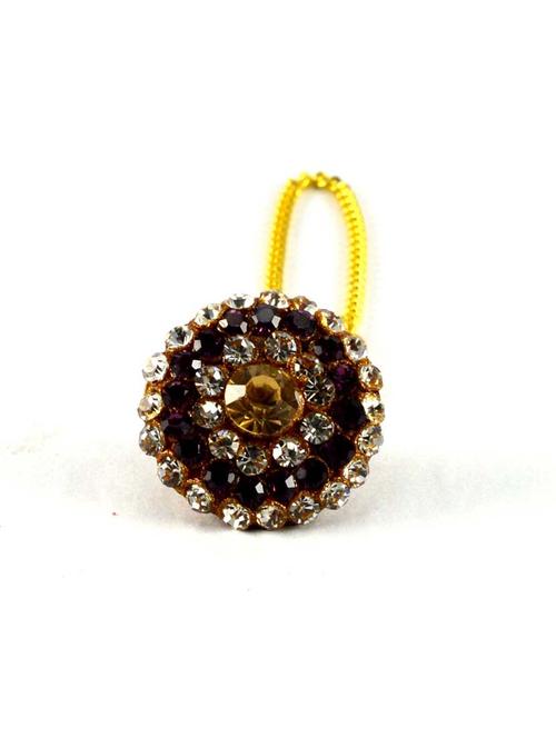 gold plated maang teeka - 18794387 - Very Small Image - 1