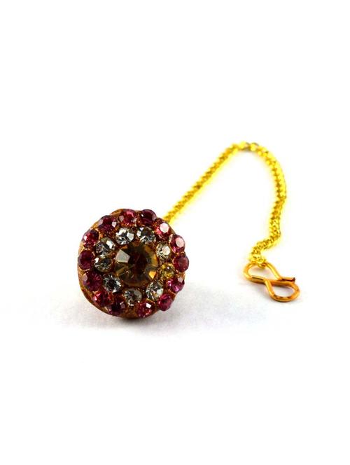 gold plated maang teeka - 18794394 - Very Small Image - 1
