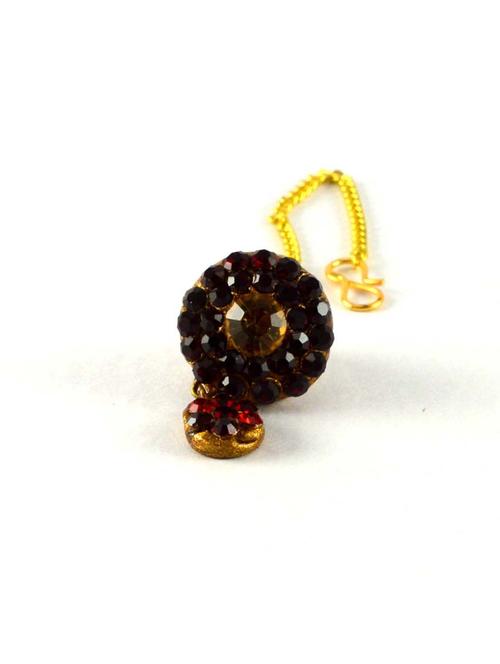 gold plated maang teeka - 18794413 - Very Small Image - 1