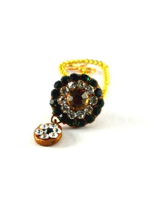 gold plated maang teeka - 18794417 - Very Small Image - 1