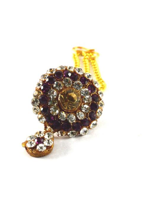 gold plated maang teeka - 18794420 - Very Small Image - 1