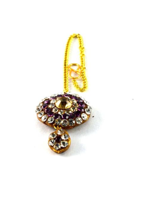 gold plated maang teeka - 18794436 - Very Small Image - 1