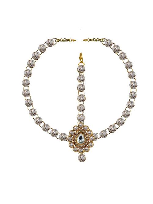 white brass maang teekas & passa - 18794548 - Very Small Image - 1