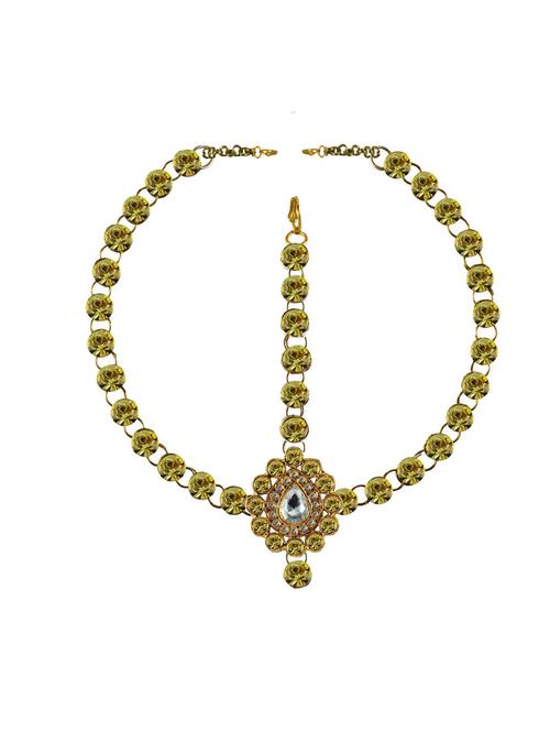 yellow brass maang teekas & passa - 18794553 - Very Small Image - 1