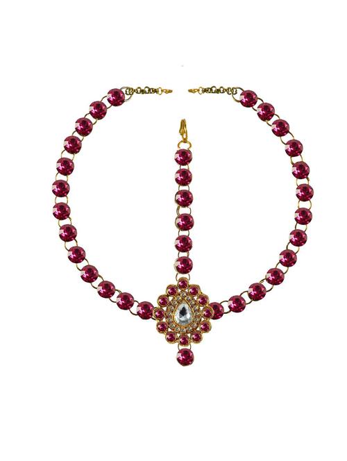 gold plated maang teeka - 18794568 - Very Small Image - 1