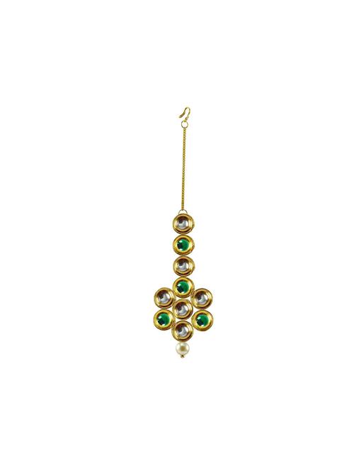 gold plated maang teeka - 18794627 - Very Small Image - 1