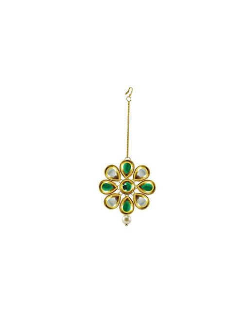 gold plated maang teeka - 18794635 - Very Small Image - 1