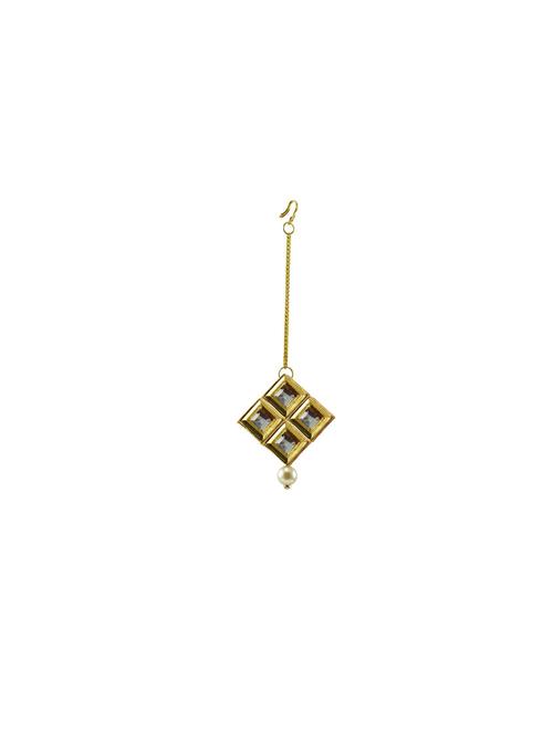 gold plated maang teeka - 18794637 - Very Small Image - 1