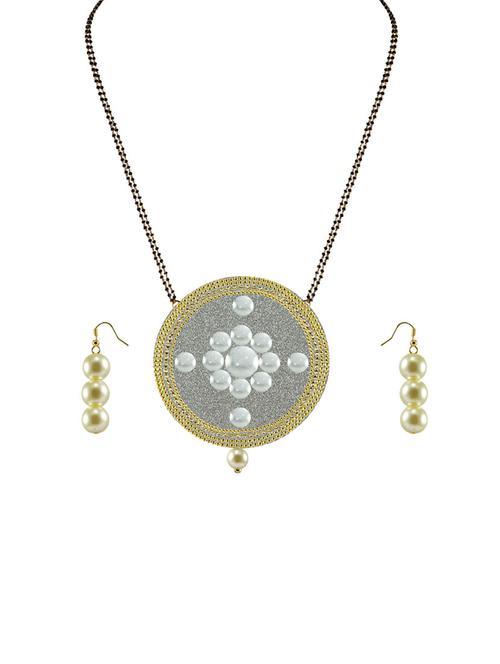 gold plated mangalsutra earring set - 18794747 - Very Small Image - 1