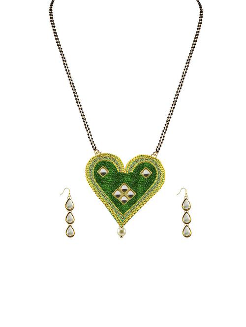 gold plated mangalsutra earring set - 18794770 - Very Small Image - 1