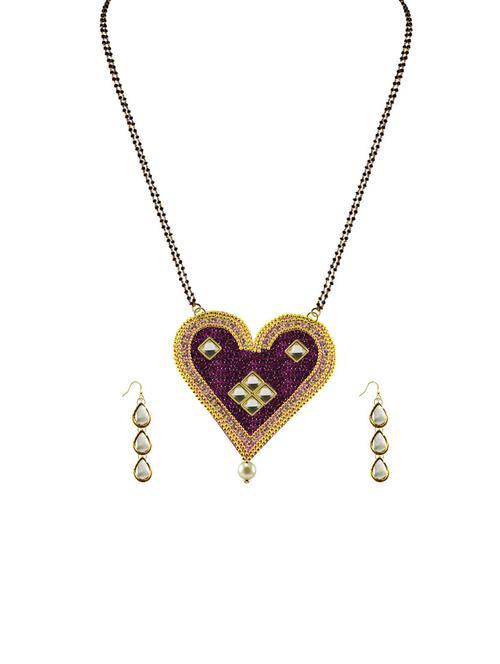 gold plated mangalsutra earring set - 18794773 - Very Small Image - 1