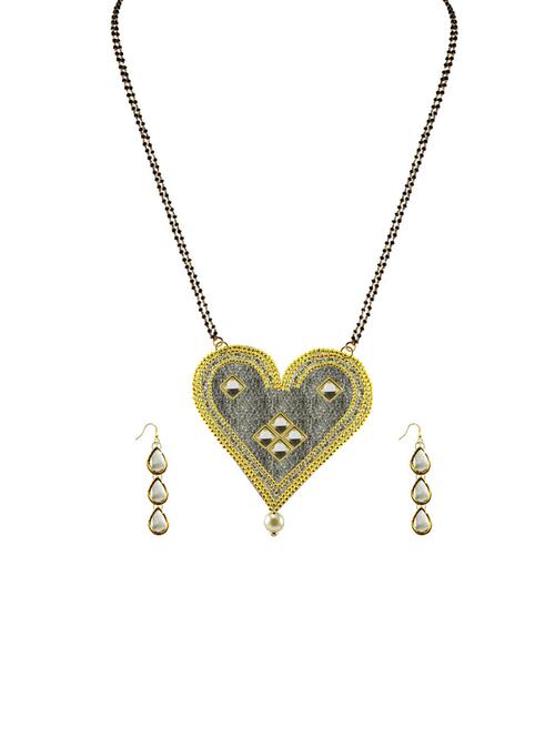 gold plated mangalsutra earring set - 18794777 - Very Small Image - 1