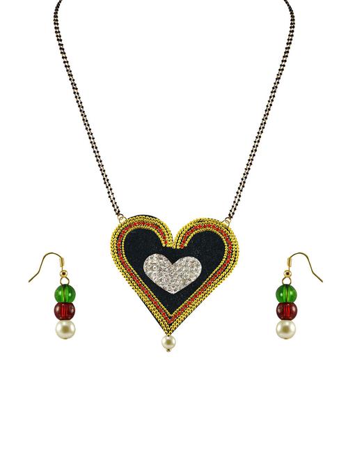 gold plated mangalsutra earring set - 18794786 - Very Small Image - 1