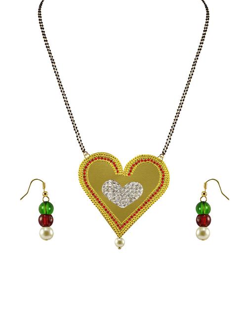 gold plated mangalsutra earring set - 18794792 - Very Small Image - 1