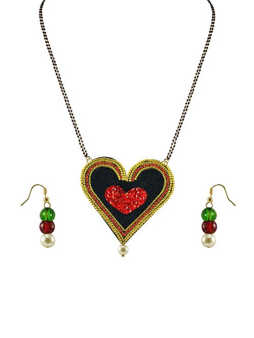 gold plated mangalsutra earring set - 18794799 - Very Small Image - 1