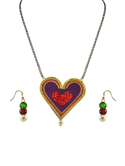 gold plated mangalsutra earring set - 18794802 - Very Small Image - 1