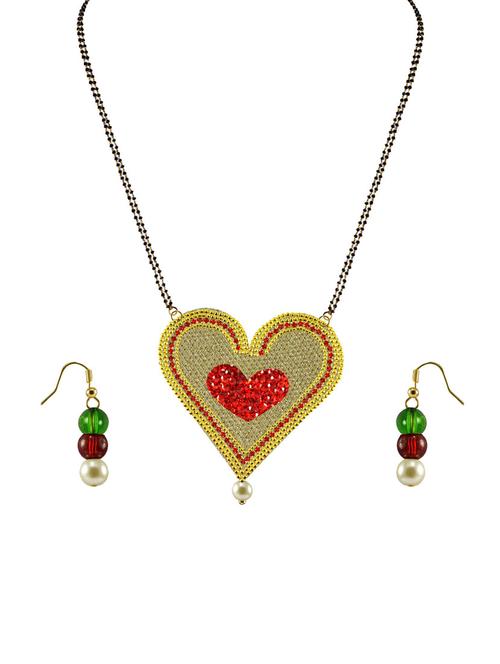 gold plated mangalsutra earring set - 18794807 - Very Small Image - 1