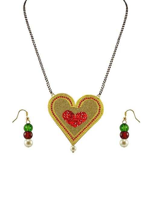 gold plated mangalsutra earring set - 18794809 - Very Small Image - 1