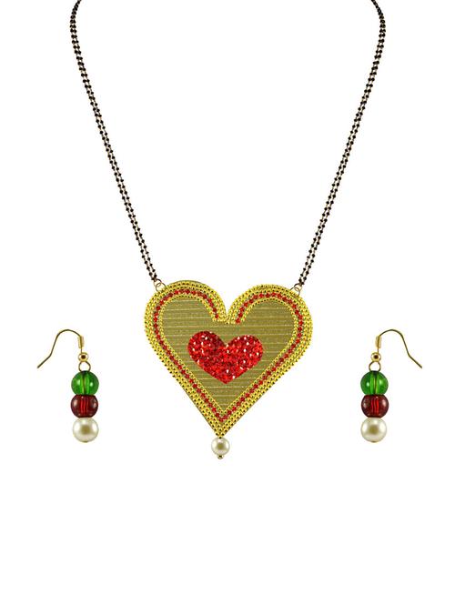 gold plated mangalsutra earring set - 18794810 - Very Small Image - 1