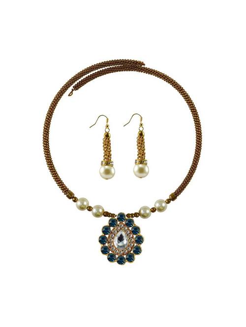 gold brass necklaces and earring set - 18795040 - Very Small Image - 1