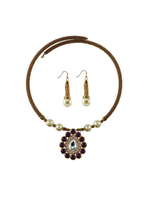 gold brass necklaces and earring set - 18795046 - Very Small Image - 1