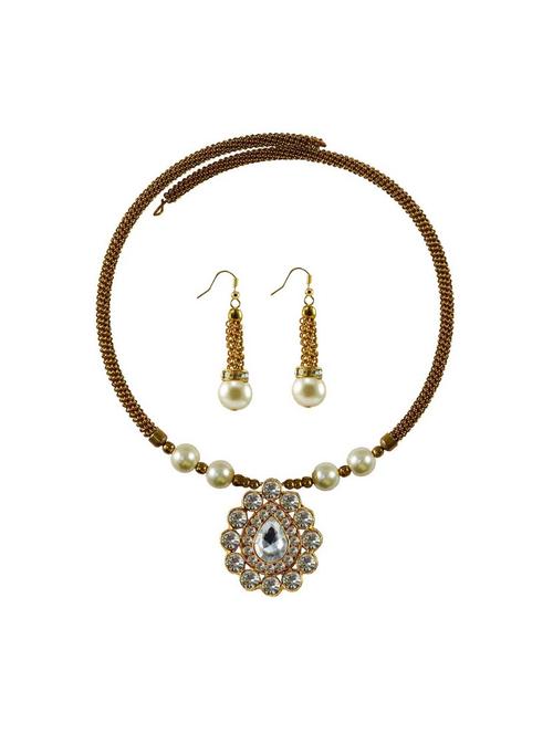 gold brass necklaces and earring set - 18795047 - Very Small Image - 1