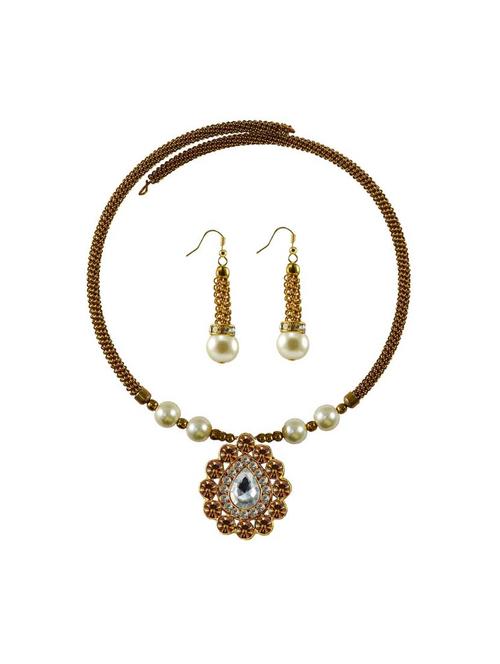 gold brass necklaces and earring set - 18795048 - Very Small Image - 1