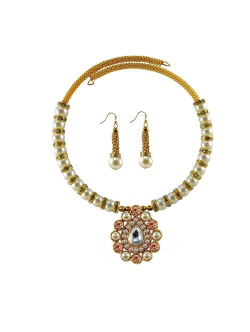 gold brass necklaces and earring set - 18795063 - Very Small Image - 1