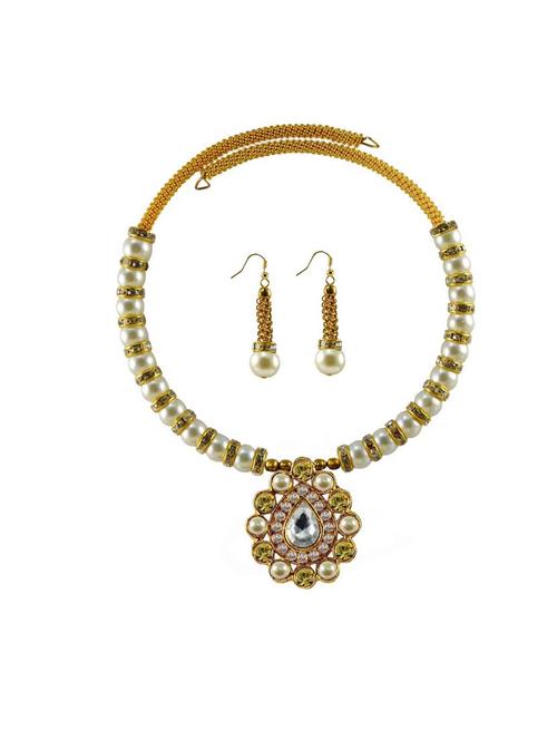 gold brass necklaces and earring set - 18795065 - Very Small Image - 1