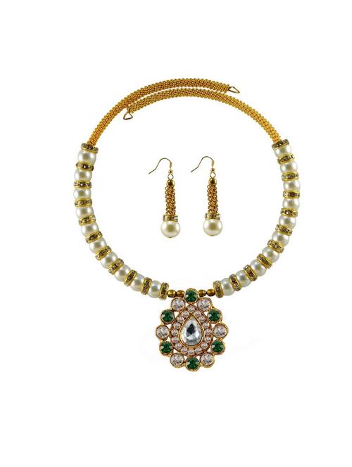 gold brass necklaces and earring set - 18795074 - Very Small Image - 1