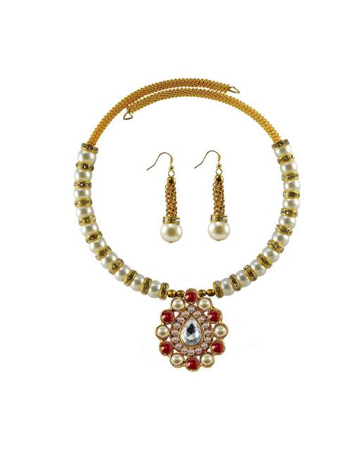 gold brass necklaces and earring set - 18795089 - Very Small Image - 1
