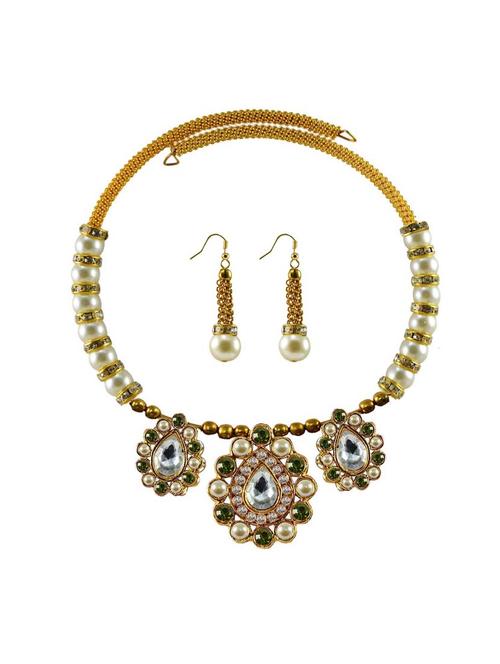 stone stud gold platted brass necklaces and earring - 18795303 - Very Small Image - 1
