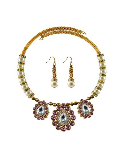 stone stud gold platted brass necklaces and earring - 18795313 - Very Small Image - 1
