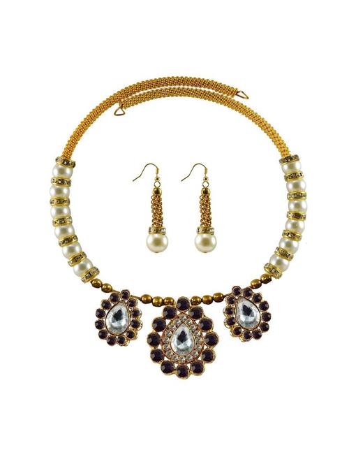 stone stud gold platted brass necklaces and earring - 18795321 - Very Small Image - 1