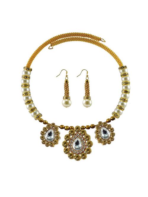 stone stud gold platted brass necklaces and earring - 18795323 - Very Small Image - 1