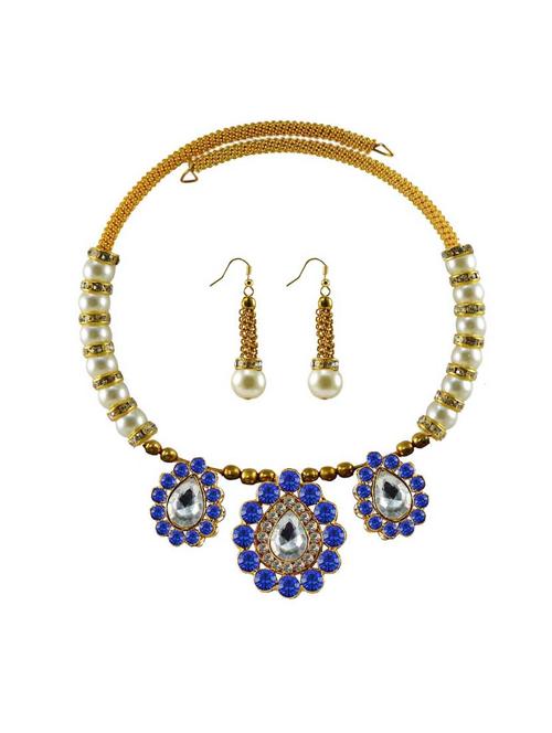 stone stud gold platted brass necklaces and earring - 18795326 - Very Small Image - 1