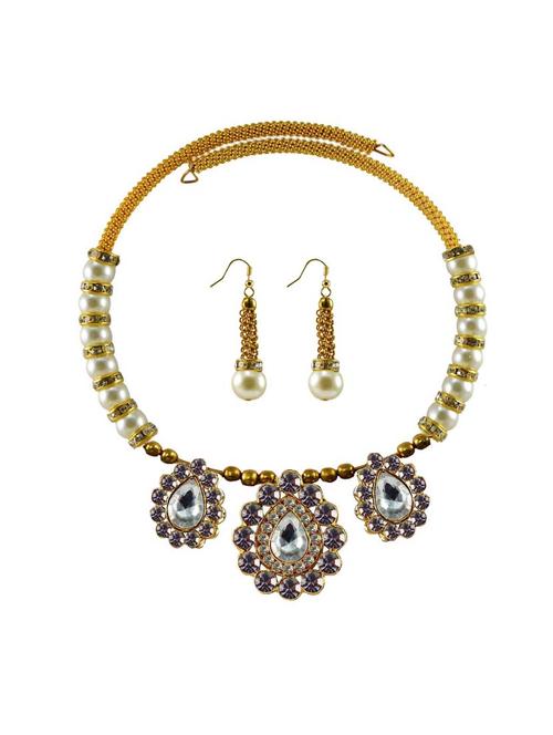 stone stud gold platted brass necklaces and earring - 18795331 - Very Small Image - 1